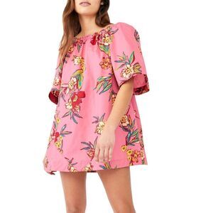 Free People Pink Floral Jodie Printed Tunic Mini Dress S